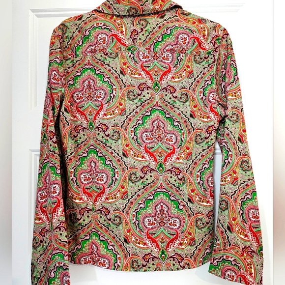 Talbots Women's Button Down Paisley Print Oxford sz 14P - Picture 4 of 6